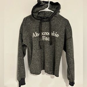 Grey Fluffy Abercrombie & Fitch hoodie. Size Small